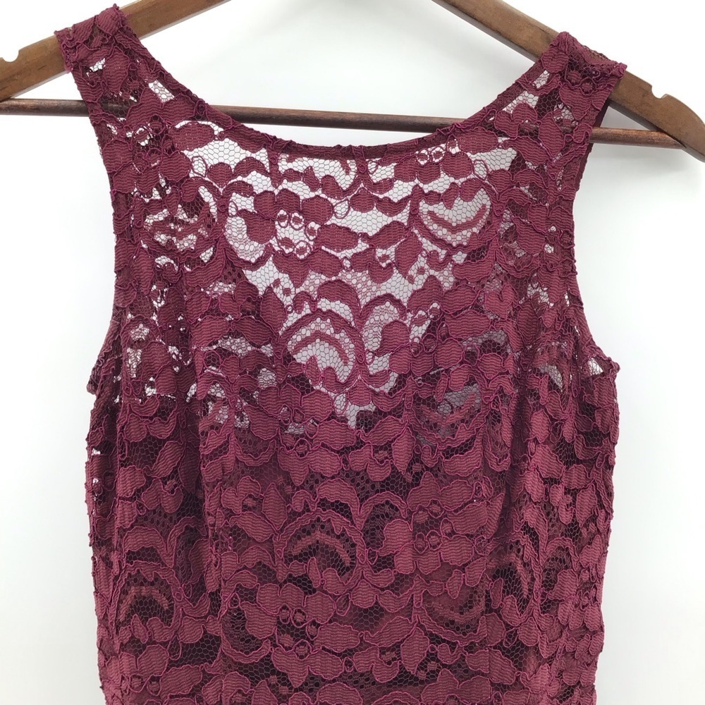 David's Bridal Lace Mini Dress - Deep Burgundy - Picture 5 of 13